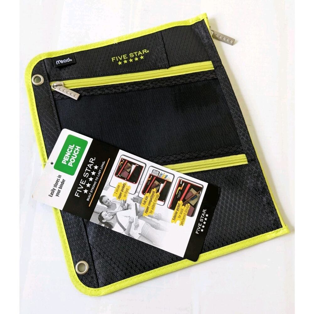 Mead Five Star Pencil Pouch Binder 3 Zipper Compartment Back To School Supply